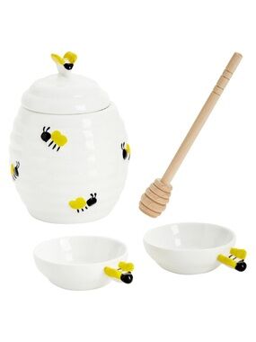 Ceramic Bee Honey Jar Set with Dipper Brand new in box